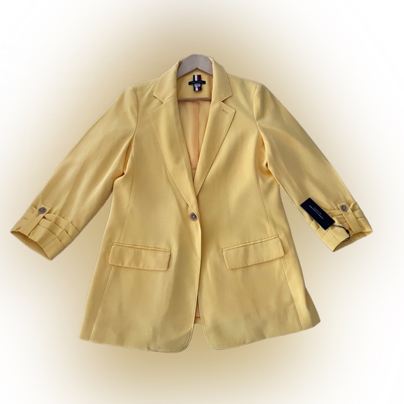 Tommy Hilfiger Jackets & Blazers - Tommy Hilfiger Women's  Yellow 3/4 Sleeves Blazer Size:10 (NWT)